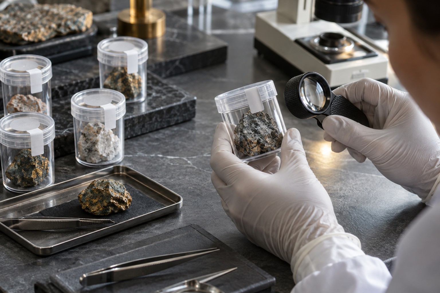 Illustrative mineral samples undergoing origin and traceability review
